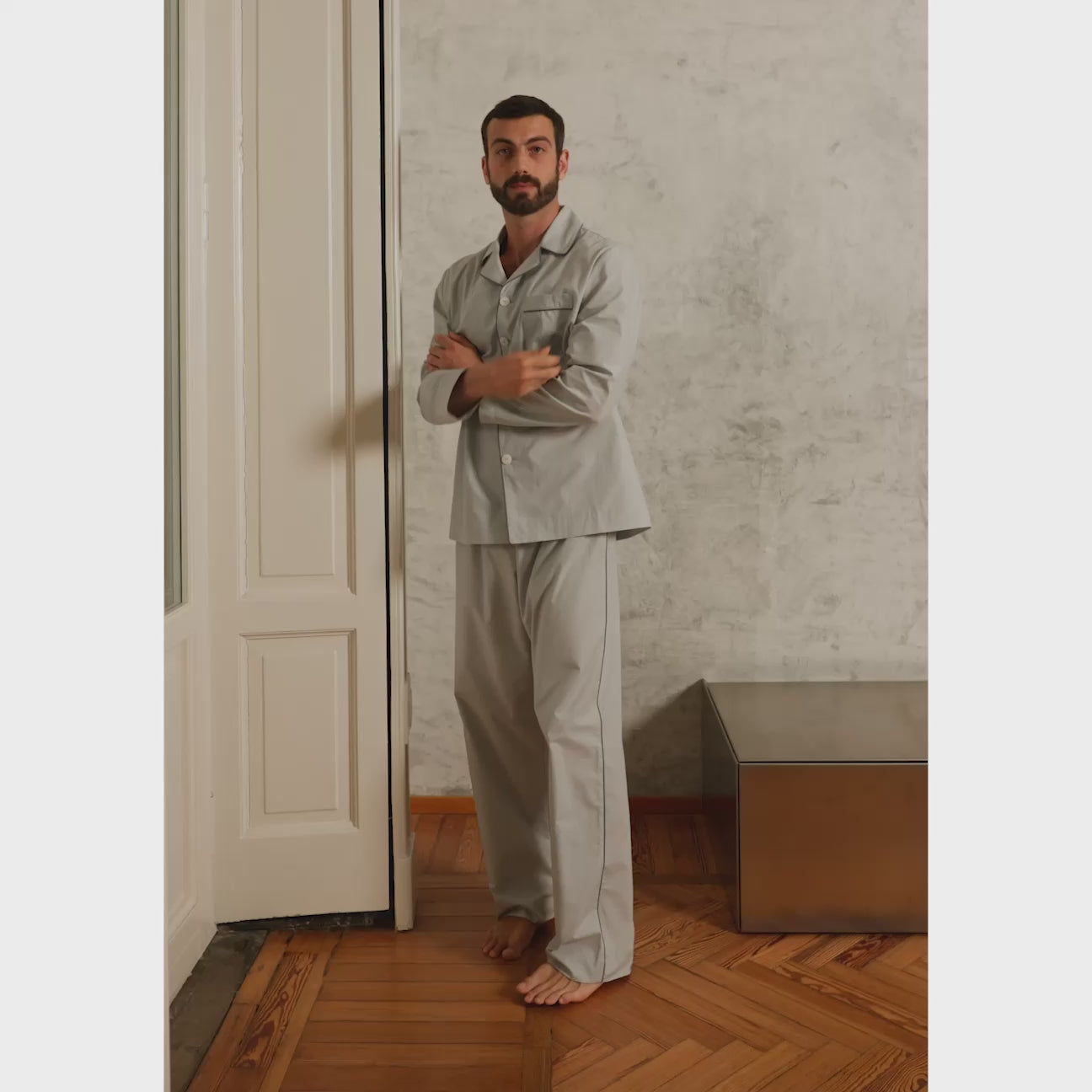 Pijama de percal lavado
- XS- Gris perla- Percal lavado - Dalfilo