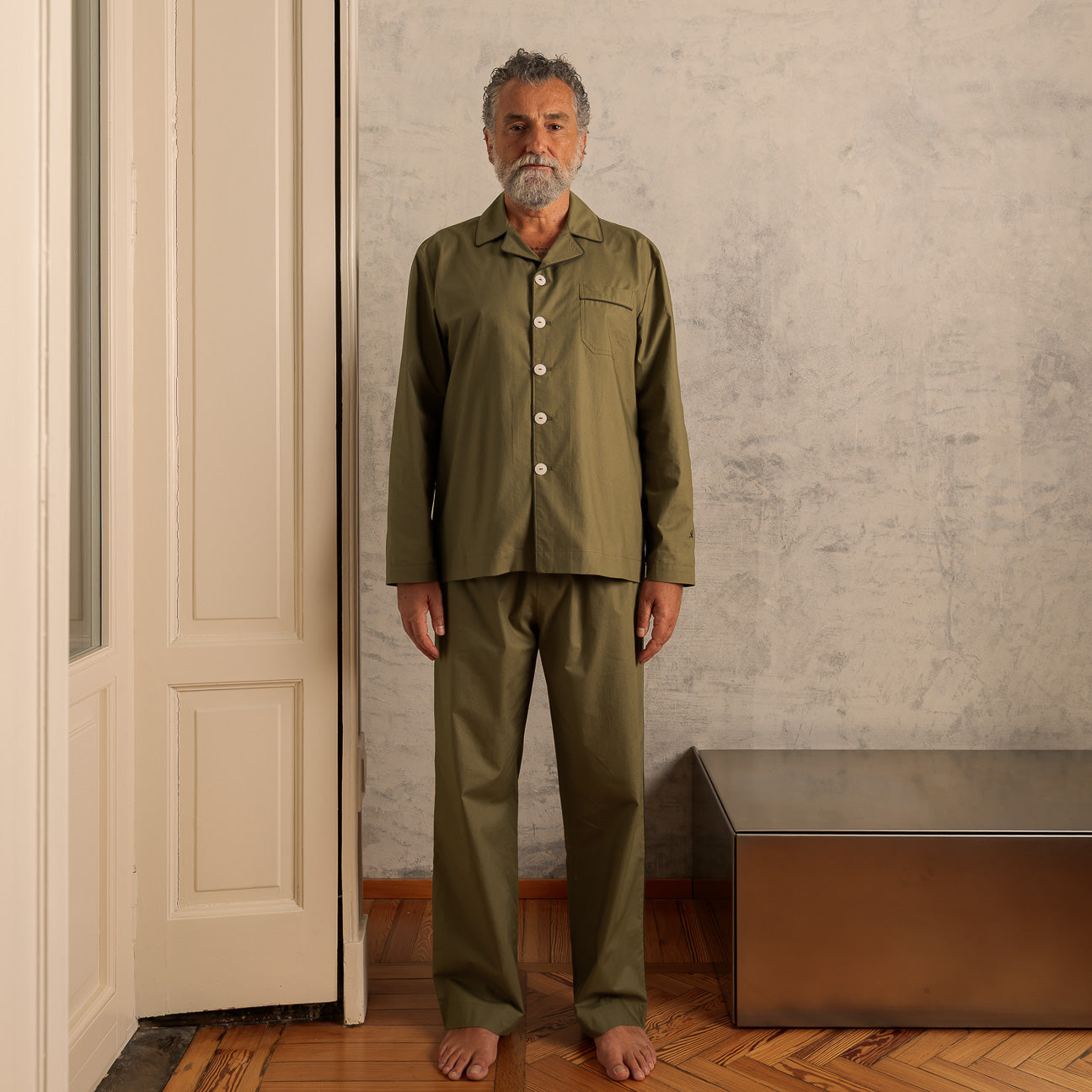 Pijama de percal lavado
- XS- Verde militar- Percal lavado - Dalfilo
