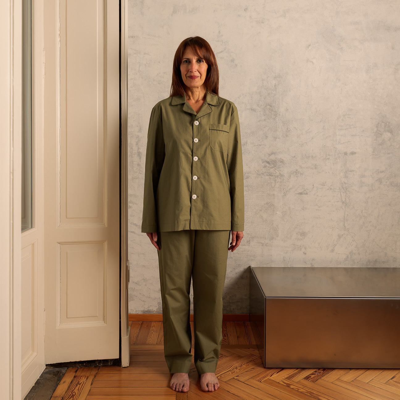 Pijama de percal lavado
- XS- Verde militar- Percal lavado - Dalfilo