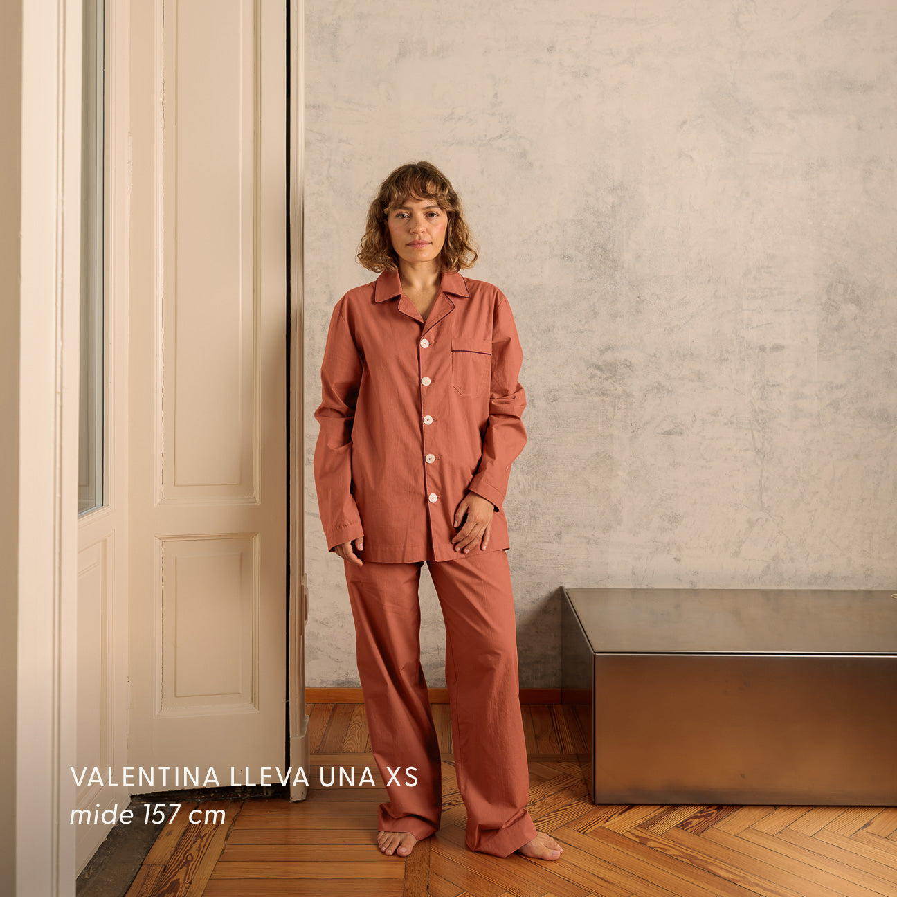 Pijama de percal lavado
- XS- Rosa palo- Percal lavado - Dalfilo