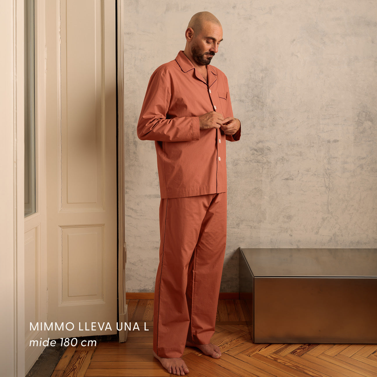 Pijama de percal lavado
- XS- Rosa palo- Percal lavado - Dalfilo