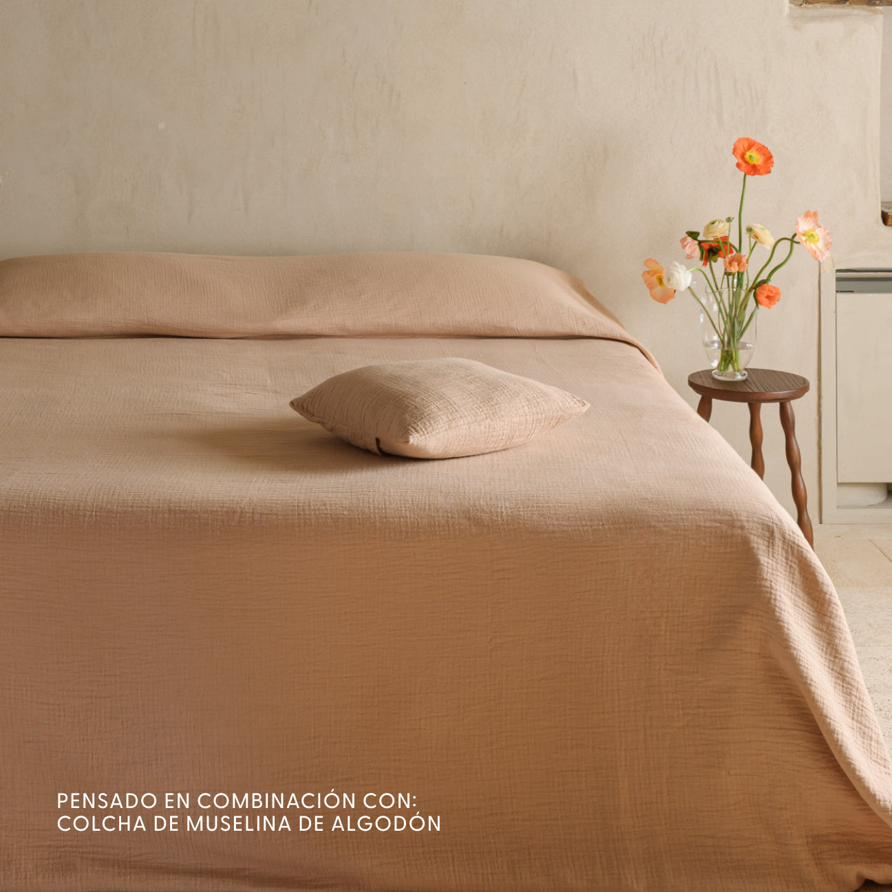 Funda de cojín decorativo en muselina de algodón
- 40x40 cm- Beige almendra- Muselina de algodón - Dalfilo