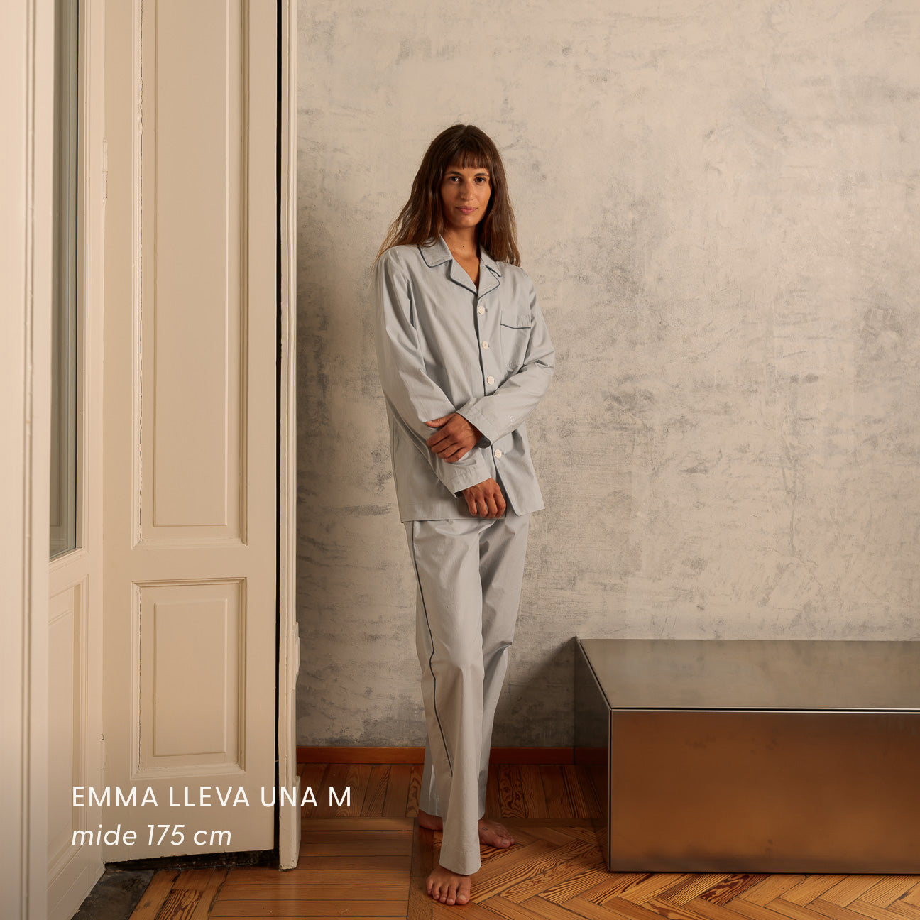 Pijama de percal lavado
- XS- Gris perla- Percal lavado - Dalfilo