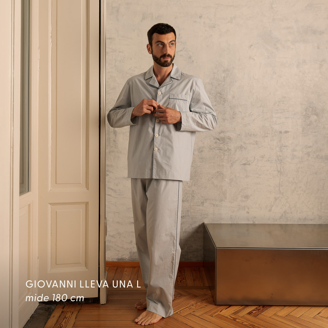 Pijama de percal lavado
- XS- Gris perla- Percal lavado - Dalfilo