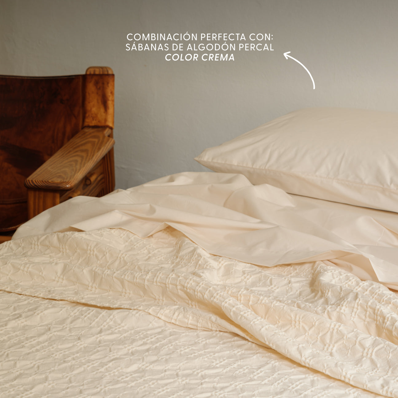 Colcha de algodón
- Cama 180/200- Crema- Algodón - Dalfilo