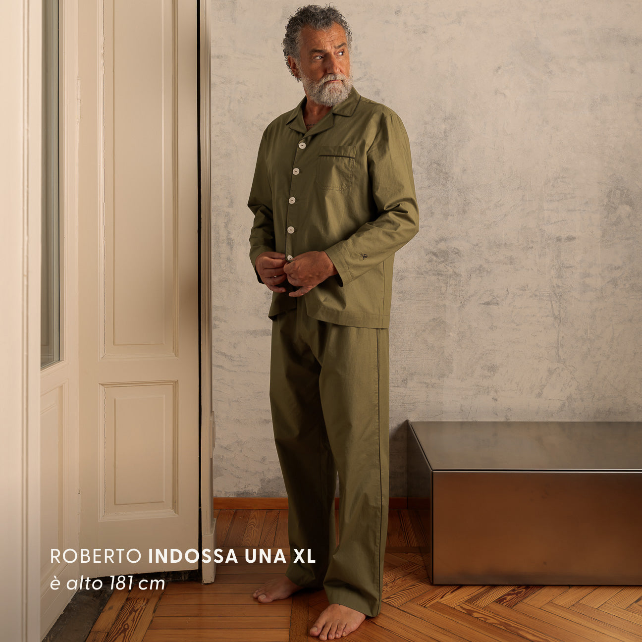 Pijama de percal lavado
- XS- Verde militar- Percal lavado - Dalfilo