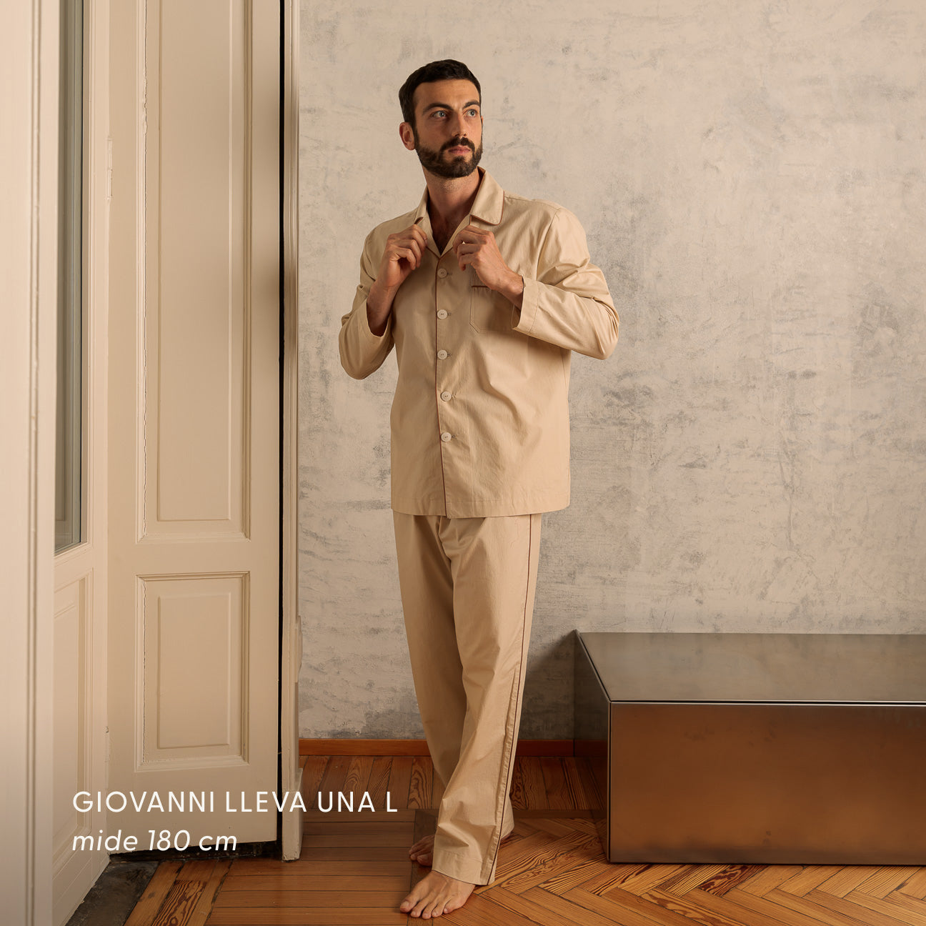 Pijama de percal lavado
- XS- Marrón avellana- Percal lavado - Dalfilo