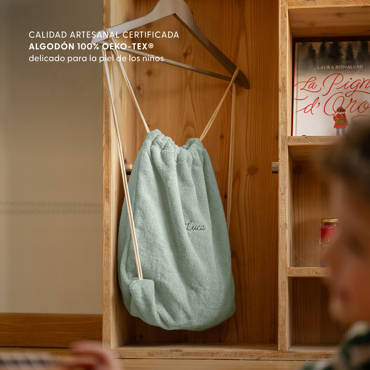 Mochila de cuerdas infantil
- Talla única- Salvia- Algodón - Dalfilo