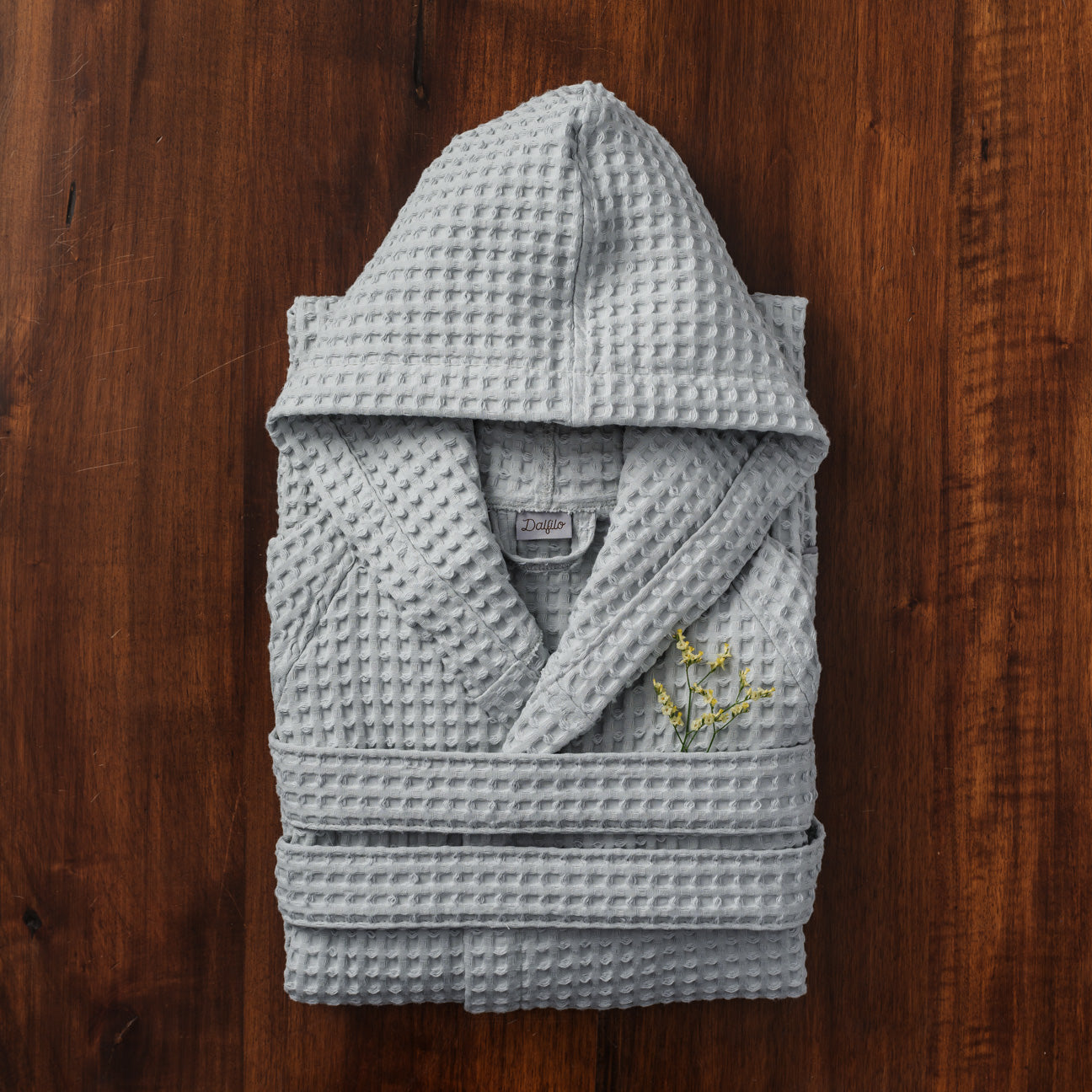 Honeycomb bathrobe with hood 